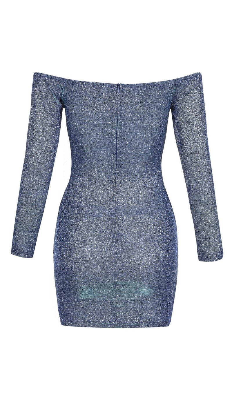 SKY BLUE OFF SHOULDER MINI DRESS styleofcb 