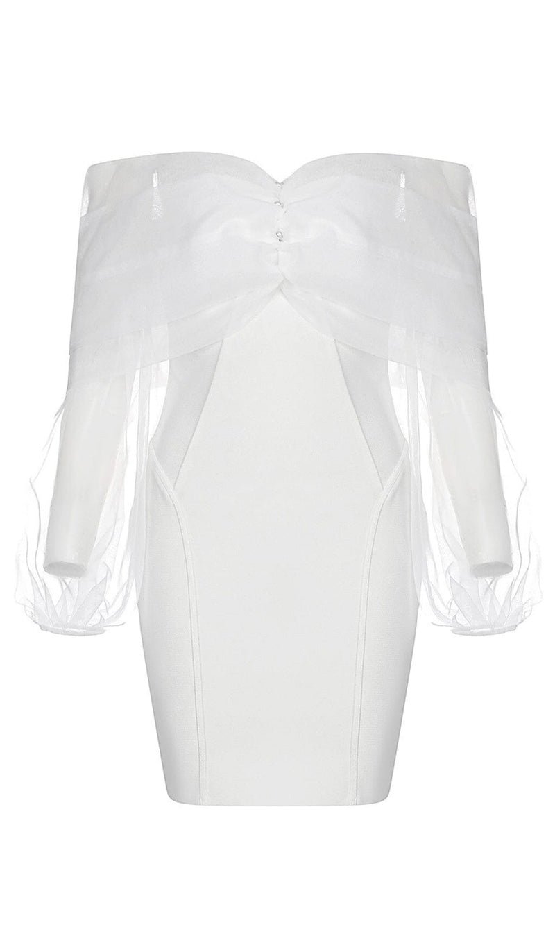 ONE-LINE SHOULDER-TOP TULLE DRESS IN WHITE styleofcb 