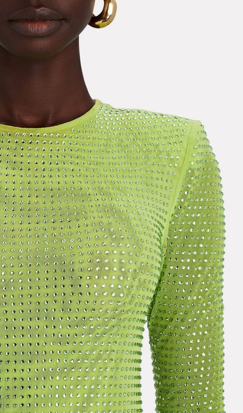 CRYSTAL EMBELLISHED MIDI DRESS IN YELLOW styleofcb 