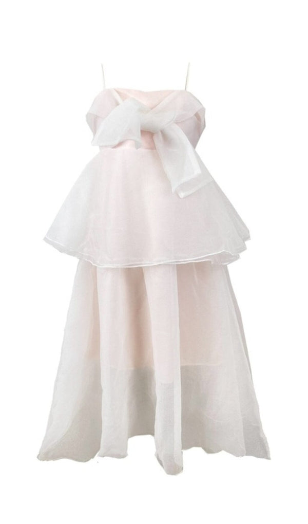 SUSPENDER BOW STRAPLESS SEERSUCKER DRESS IN WHITE styleofcb 