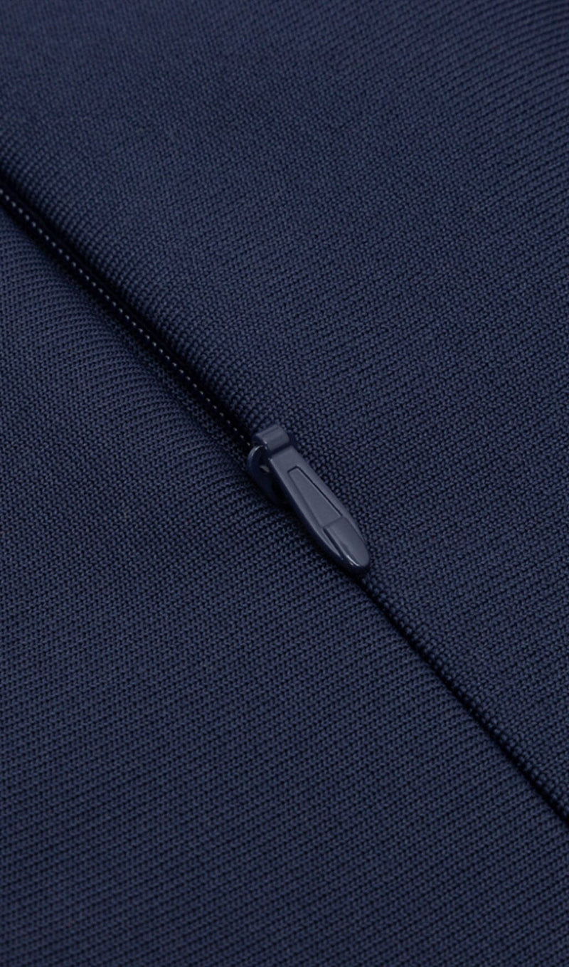 ONE-SHOULDER DRESS WITH DRILL BUCKLE SPLIT IN NAVY BLUE styleofcb 
