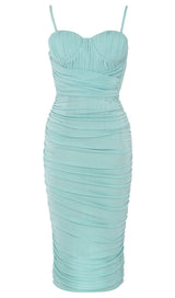 STRAPY WAIST-TIGHTENING COREST DRESS IN MINT GREEN-styleofcb