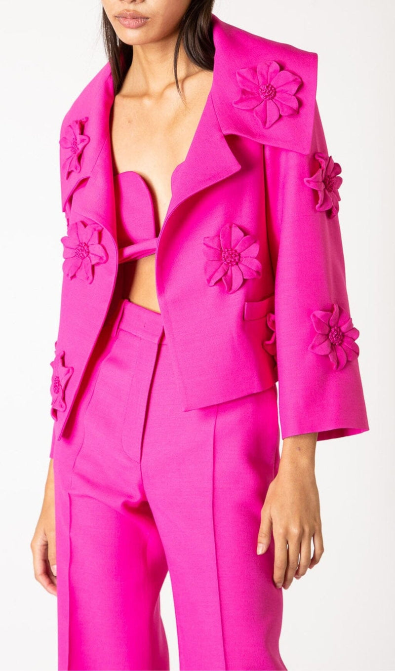 FLORAL TWO-PIECE JACKET DRESS IN RED DRESS STYLE OF CB 