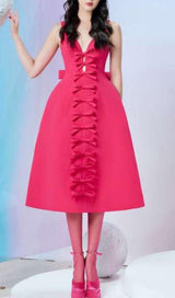 PINK BOWKNOT STRAPPY MIDI DRESS Oh CICI 