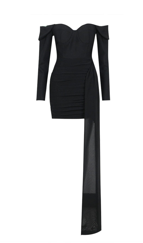 OFF SHOULDER STRAP MINI DRESS IN BLACK styleofcb 