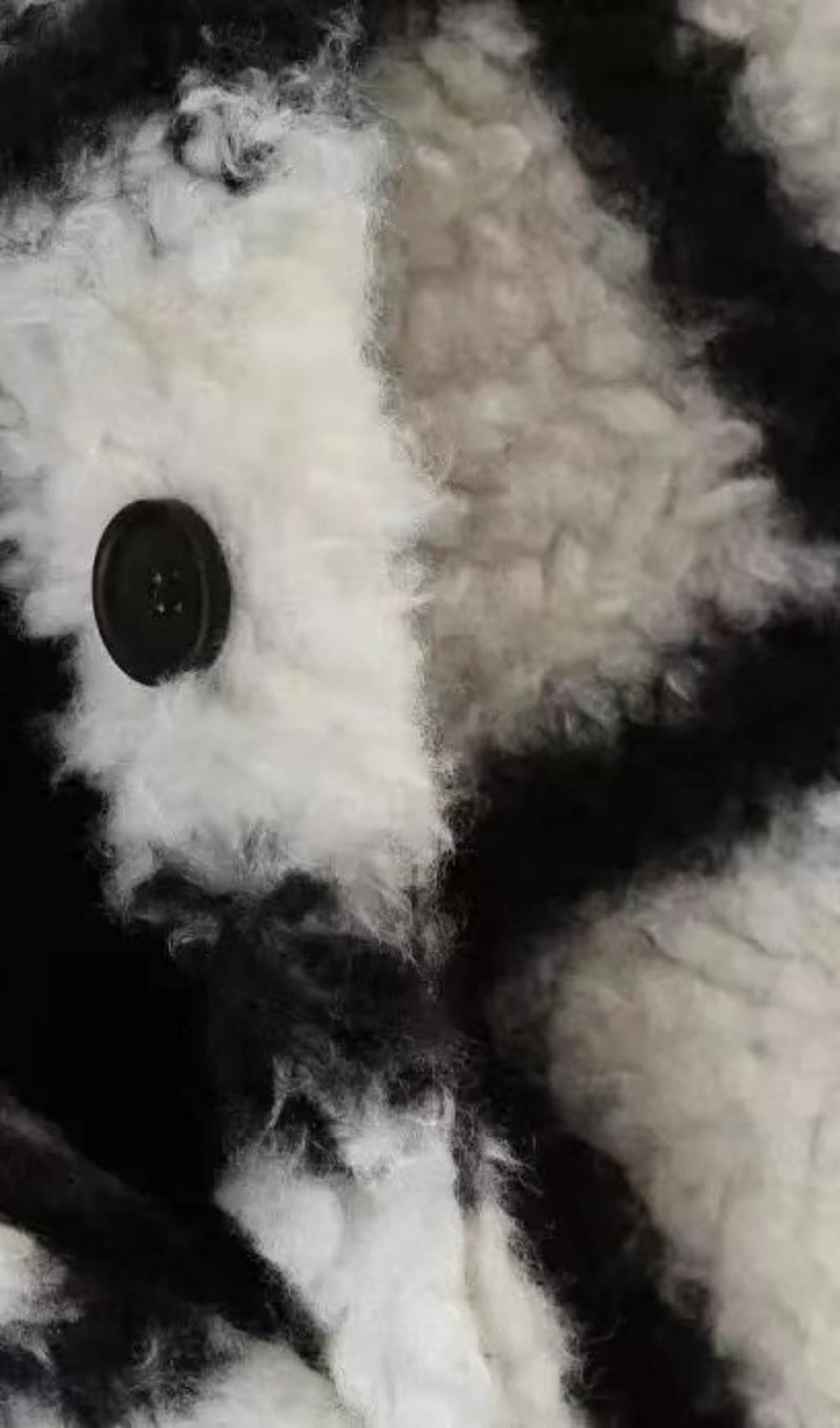 Nina Faux Fur Check Coat Cream And Black Coats & Jackets styleofcb 