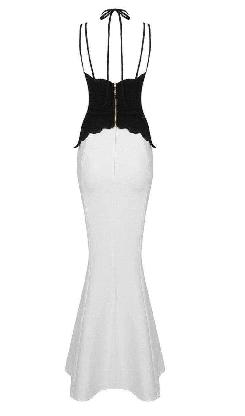 SKINNY SUSPEN DER MERMAID DRESS IN BLACK AND WHITE styleofcb 