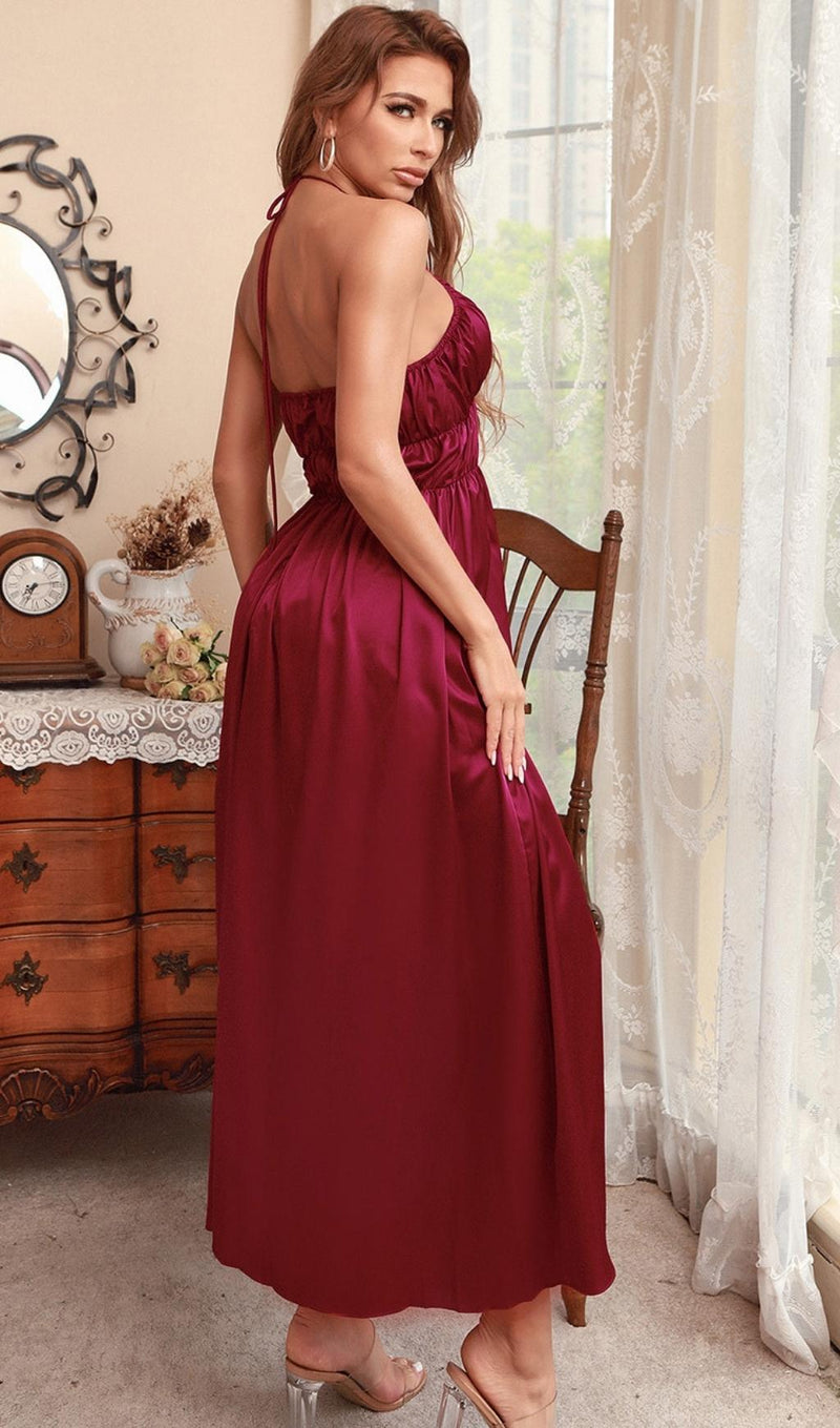 BANDAGE RUCHED MAXI DRESS IN RED Dresses styleofcb 