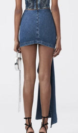 MOICU FLOWER ASYMMETRIC HEM DENIM SKIRT styleofcb 