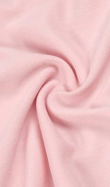 RUCHED APPLIQUÉD MIDI DRESS IN LIGHT PEACH DRESS styleofcb 