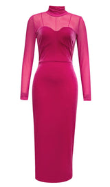 LONG SLEEVED SHEATH DRESS IN ROSE RED DRESSES styleofcb 
