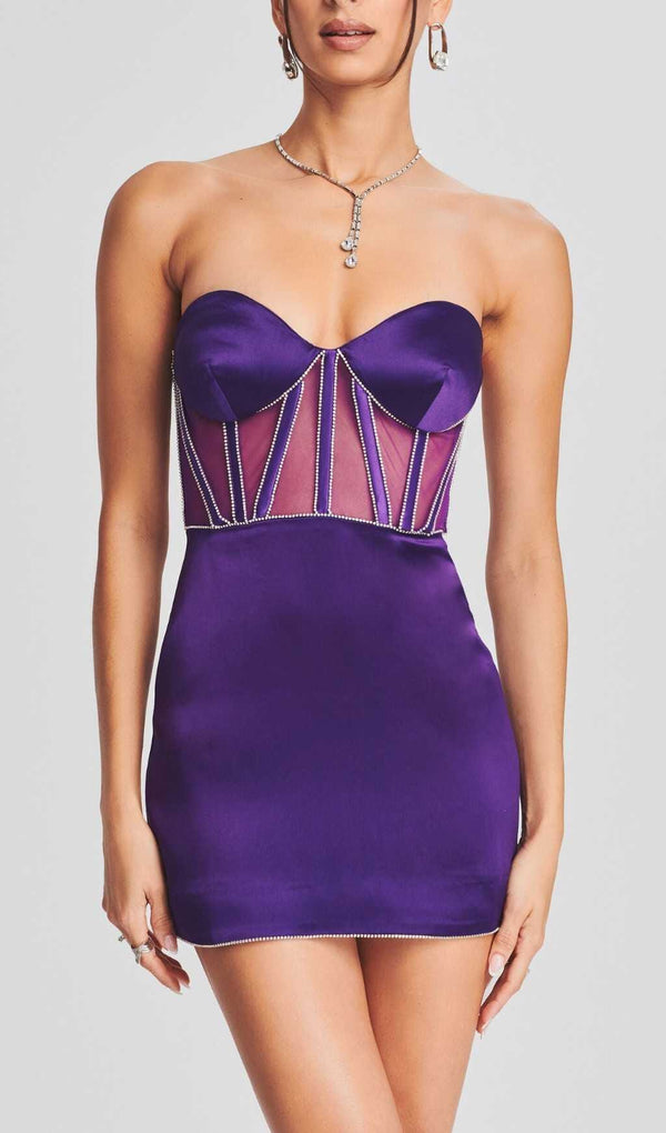 MESH CORSET MINI DRESS IN PURPLE styleofcb 