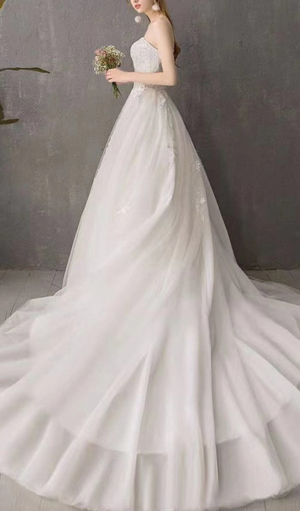 STRAPLESS LACE EMBELLISHED SHAGGY YARN DRESS IN WHITE styleofcb 