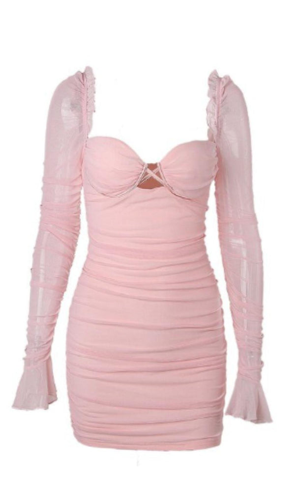 LONG SLEEVE BODYCON MINI DRESS Dresses styleofcb S PINK 
