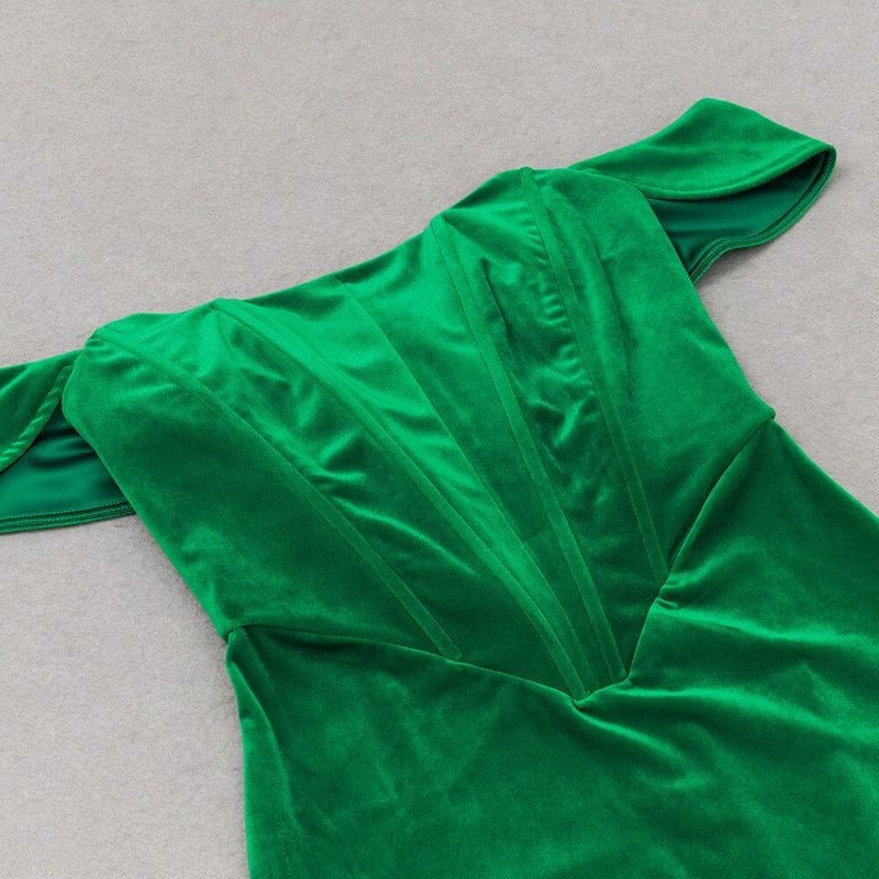 OFF SHOULDER CORSET MIDI DRESS IN GREEN styleofcb 