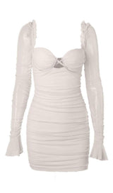 LONG SLEEVE BODYCON MINI DRESS Dresses styleofcb S WHITE 