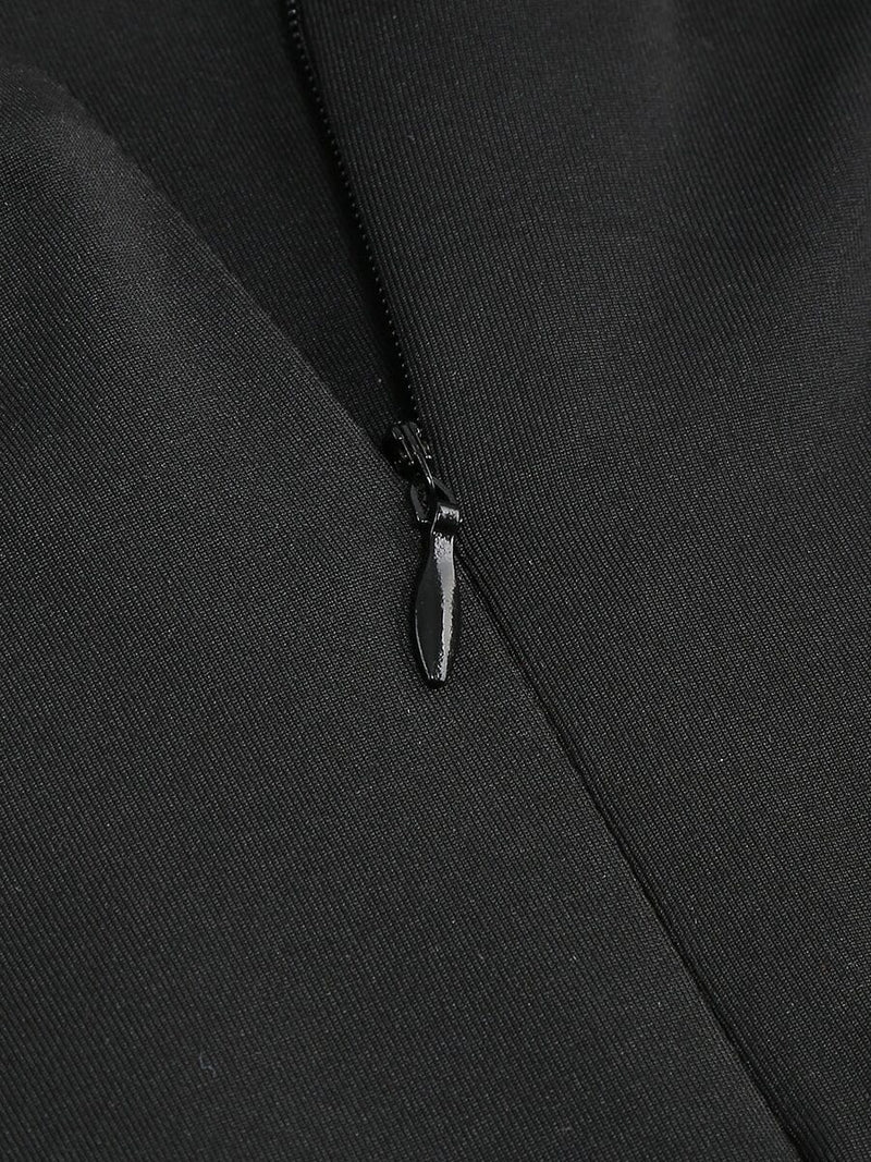 BLACK STRAPLESS FEATHER BODYCON MINI DRESS styleofcb 