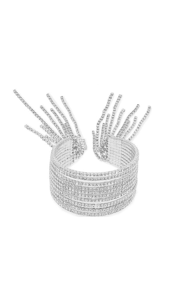 SILVER DIAMANTE TASSEL CUFF BRACELET JEWELLERY styleofcb 
