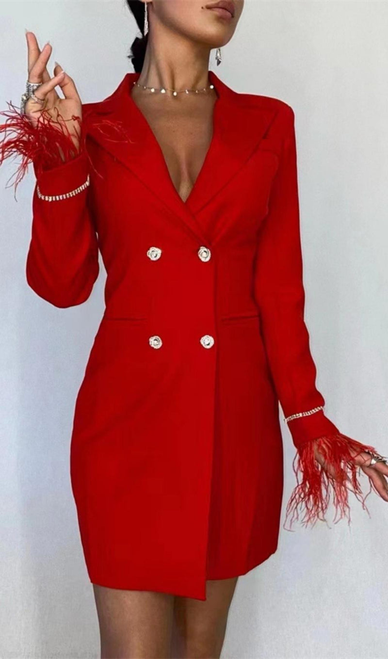 FEATHER BACKLESS SUIT MINI DRESS Dresses styleofcb 