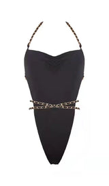 BLACK CHAIN SWIMSUIT Swimwear Oh CICI SWIMSUIT BLACK S