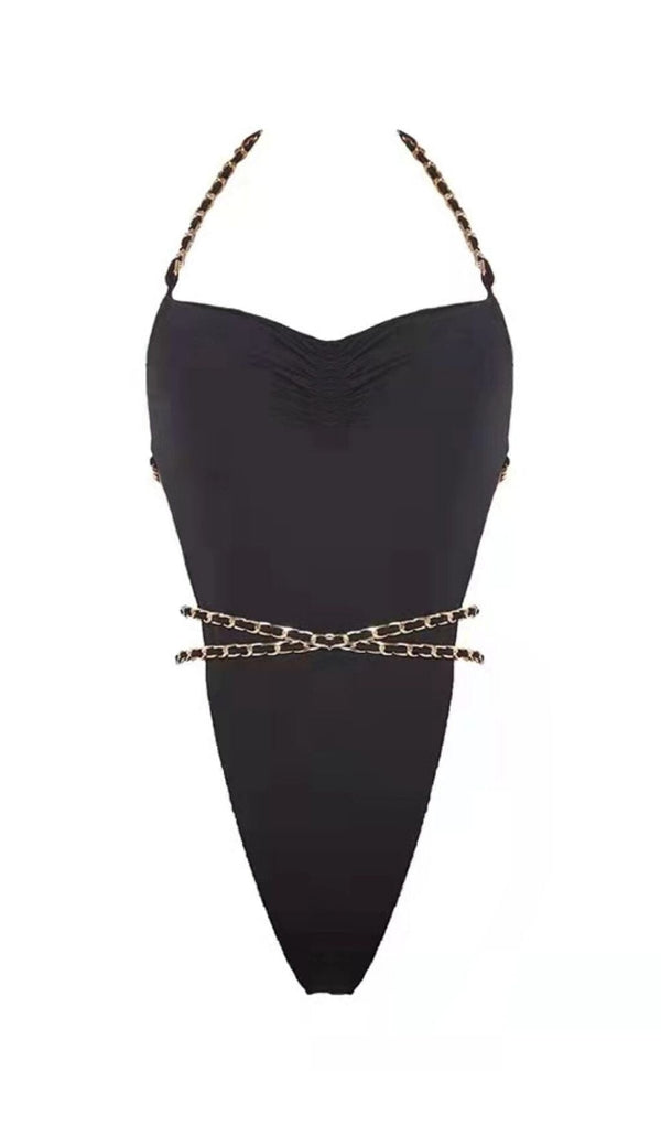 BLACK CHAIN SWIMSUIT Swimwear Oh CICI SWIMSUIT BLACK S