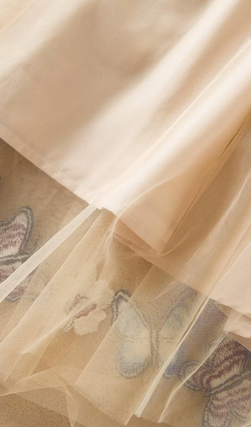 BUTTERFLY LACE MIDI DRESS IN BEIGE Dresses styleofcb 
