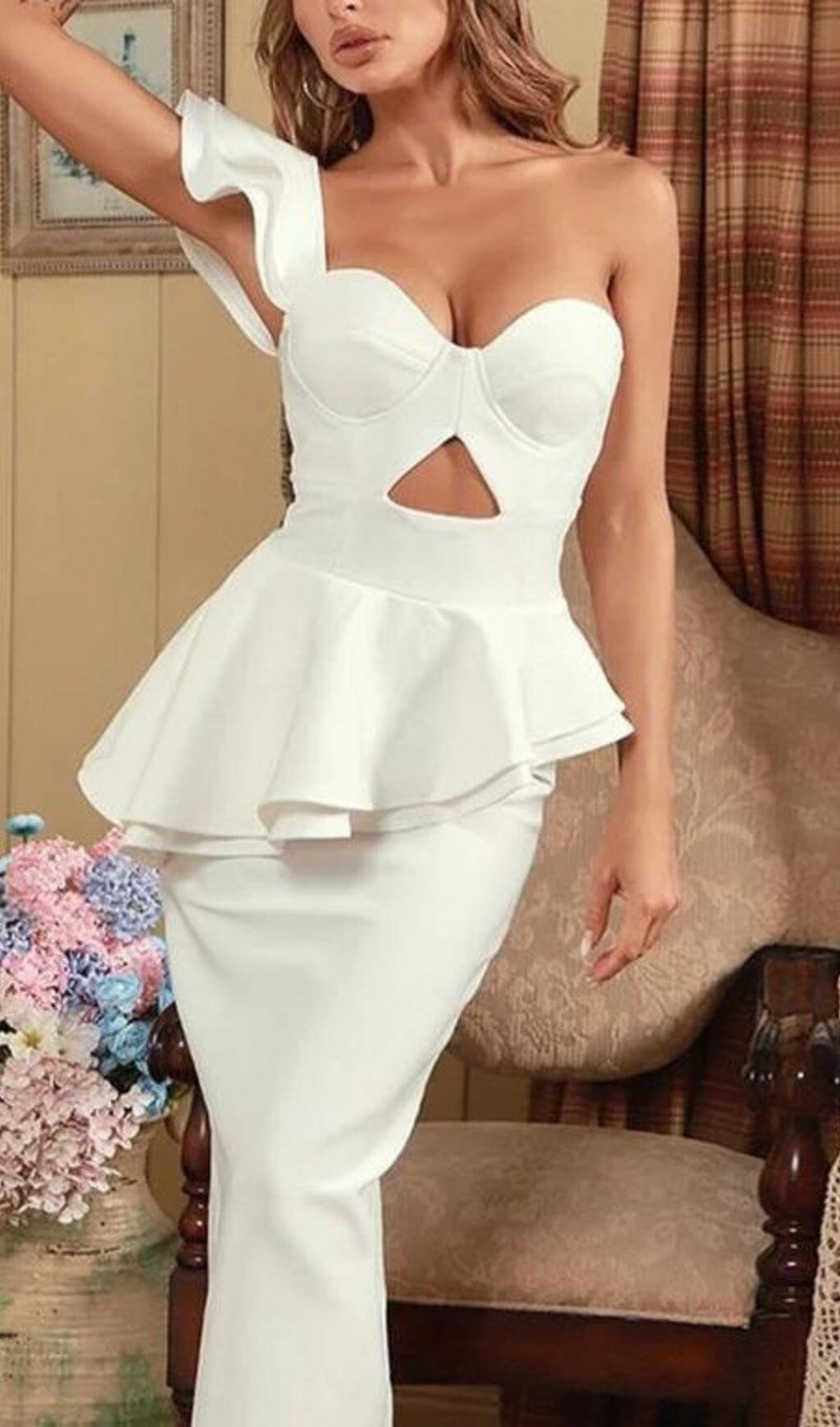 IRREGULAR FLOUNCES FROCK DRESS IN WHITE styleofcb 