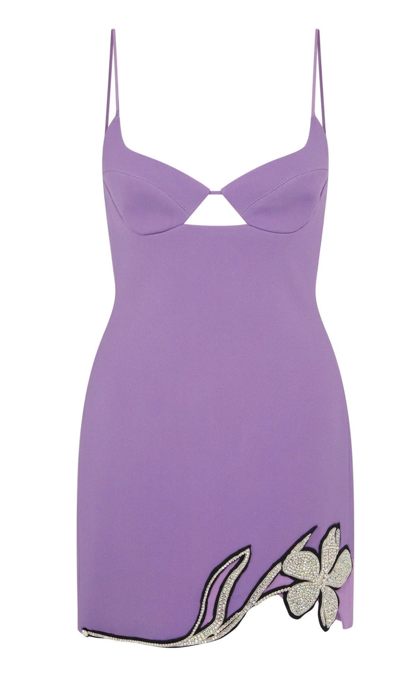 CRYSTAL FLOWER MINI DRESS Dresses styleofcb S PURPLE 