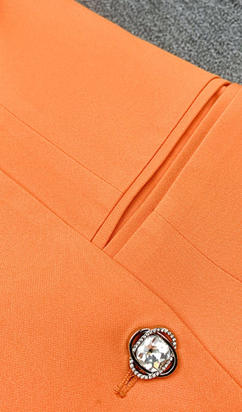 QUILLA ORANGE FEATHER CRYSTAL SLEEVE BACKLESS BLAZER DRESS Dresses styleofcb 