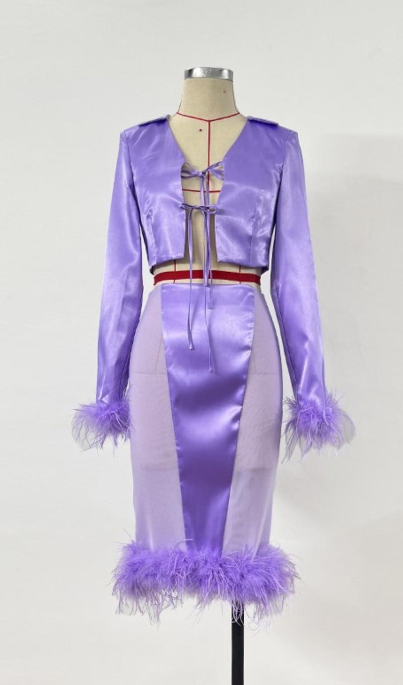 FEATHER TWO PIECE SET IN PURPLE styleofcb 