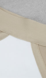 BANDAGE SLIM SPLICE TWO PIECE WRAP DRESS IN APRICOT WHITE styleofcb 