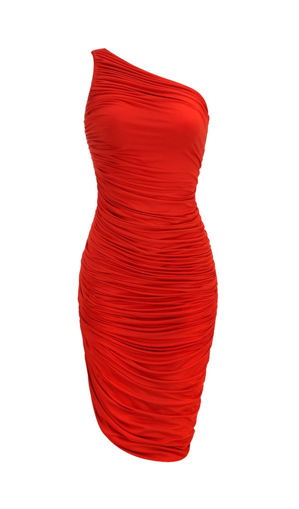 PLEATED SLEEVELESS ONE-SHOULDER DRESS styleofcb 