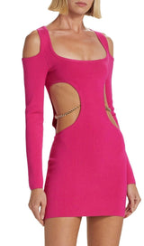 LONG SLEEVES CUT OUT MINI DRESS IN PINK Dresses styleofcb 