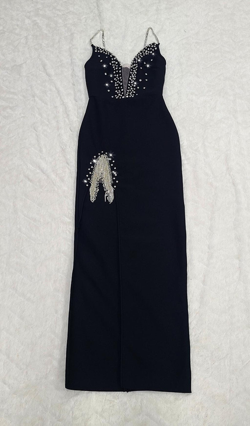 V NECK MAXI DRESS IN BLACK styleofcb 