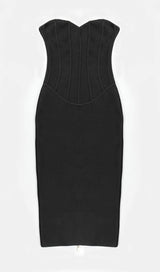 TUBE TOP TIGHT ZIPPER DRESS IN BLACK DREESES styleofcb 