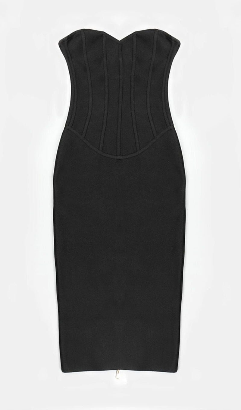 TUBE TOP TIGHT ZIPPER DRESS IN BLACK DREESES styleofcb 