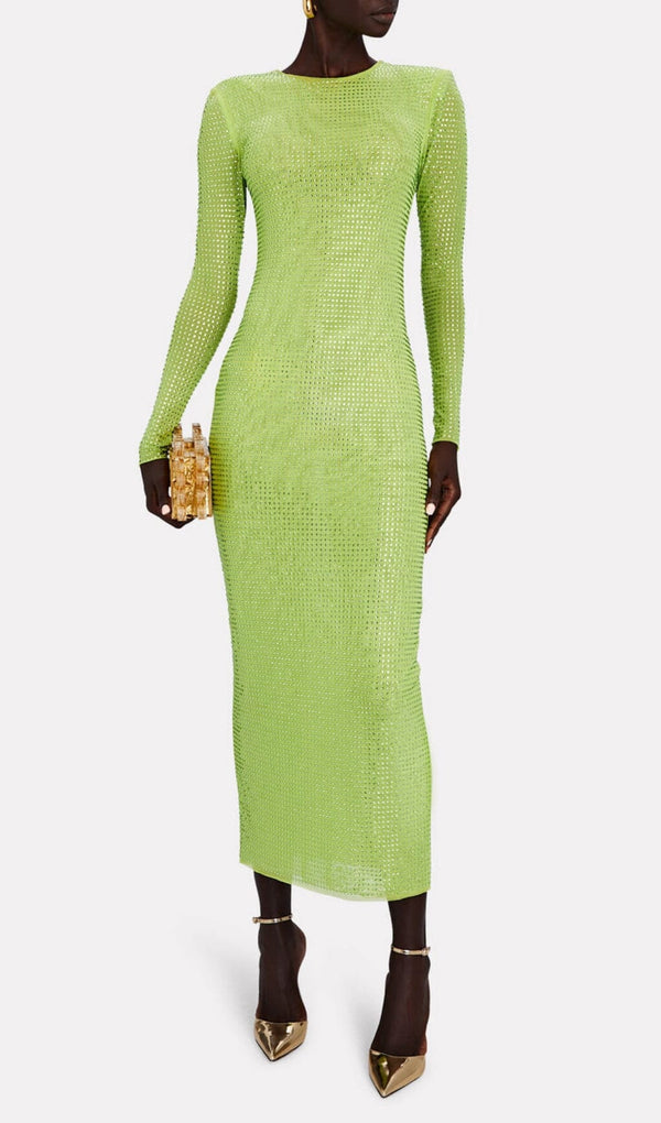 CRYSTAL EMBELLISHED MIDI DRESS IN YELLOW styleofcb 