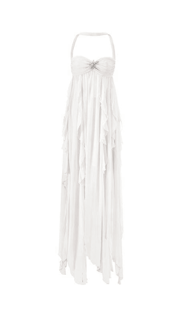 LACE IRREGULAR MIDI DRESS IN WHITE DRESS styleofcb 