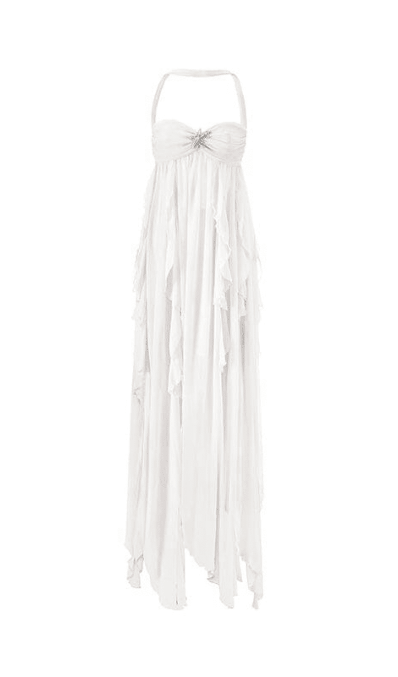 LACE IRREGULAR MIDI DRESS IN WHITE DRESS styleofcb 