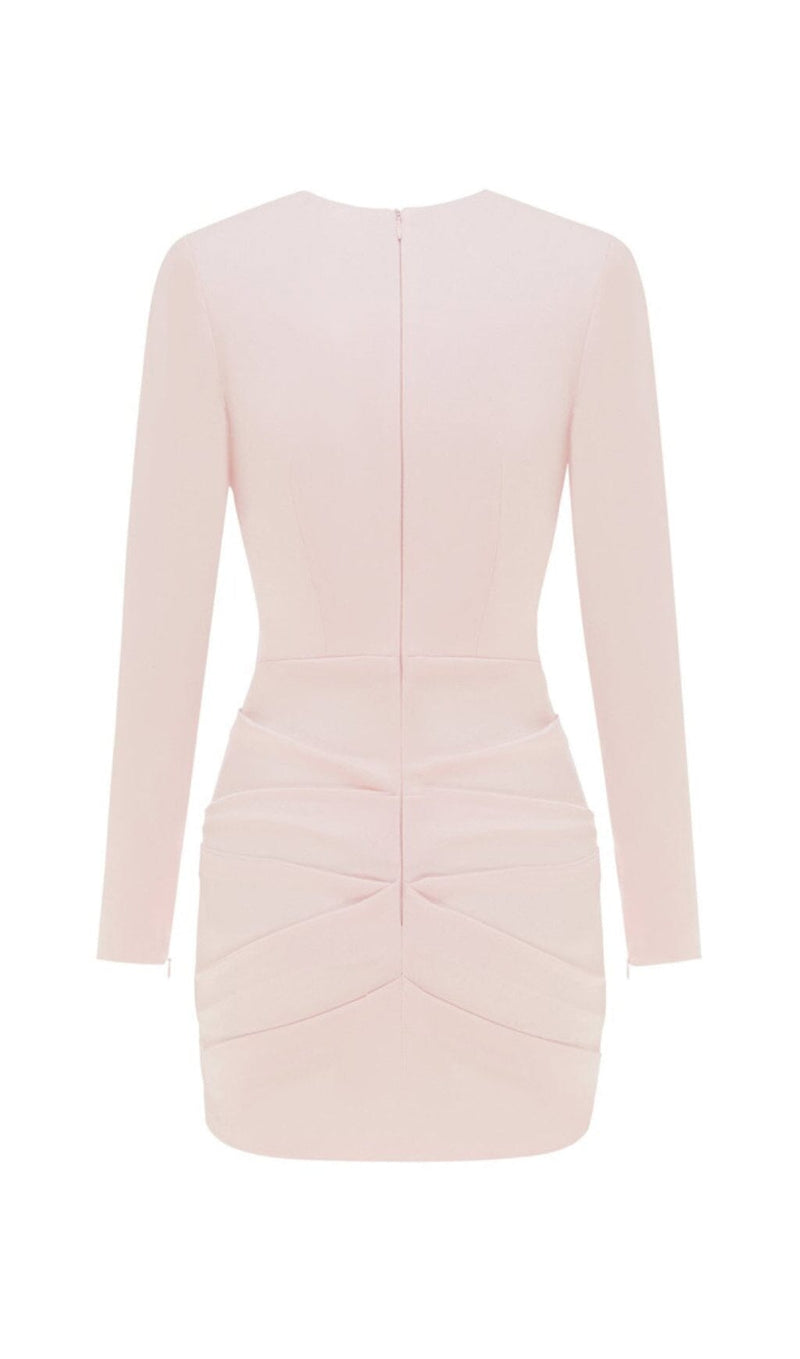 PLEATED SLIM-FIT DRESS IN NUDE PINK styleofcb 