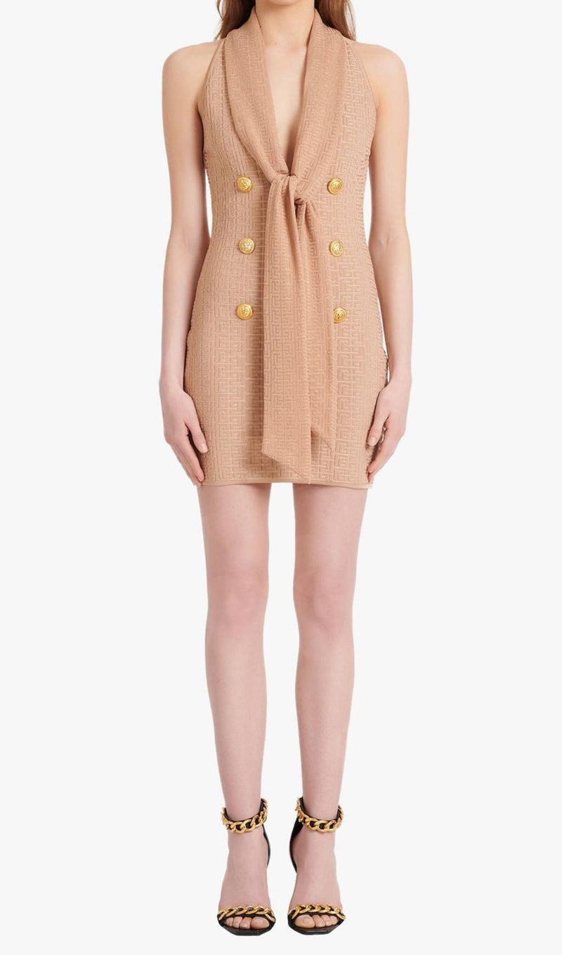 SLEEVELESS V NECK MINI DRESS IN APRICOT Dresses styleofcb 