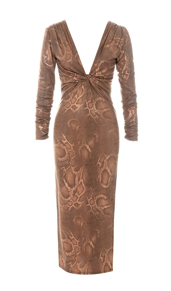 LONG SLEEVES V NECK MIDI DRESS styleofcb 
