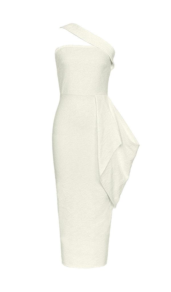 LEAF EMBROIDERY MIDI DRESS IN WHITE styleofcb 