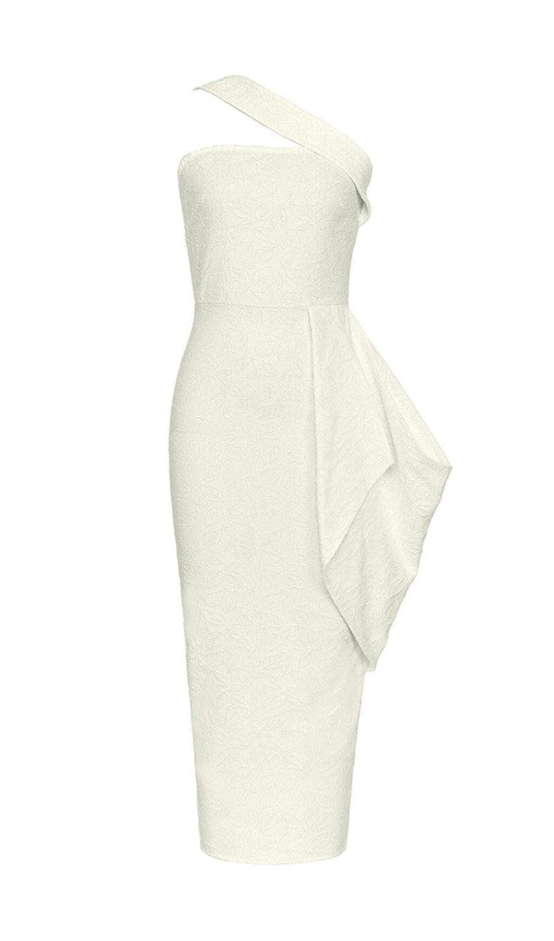 LEAF EMBROIDERY MIDI DRESS IN WHITE styleofcb 