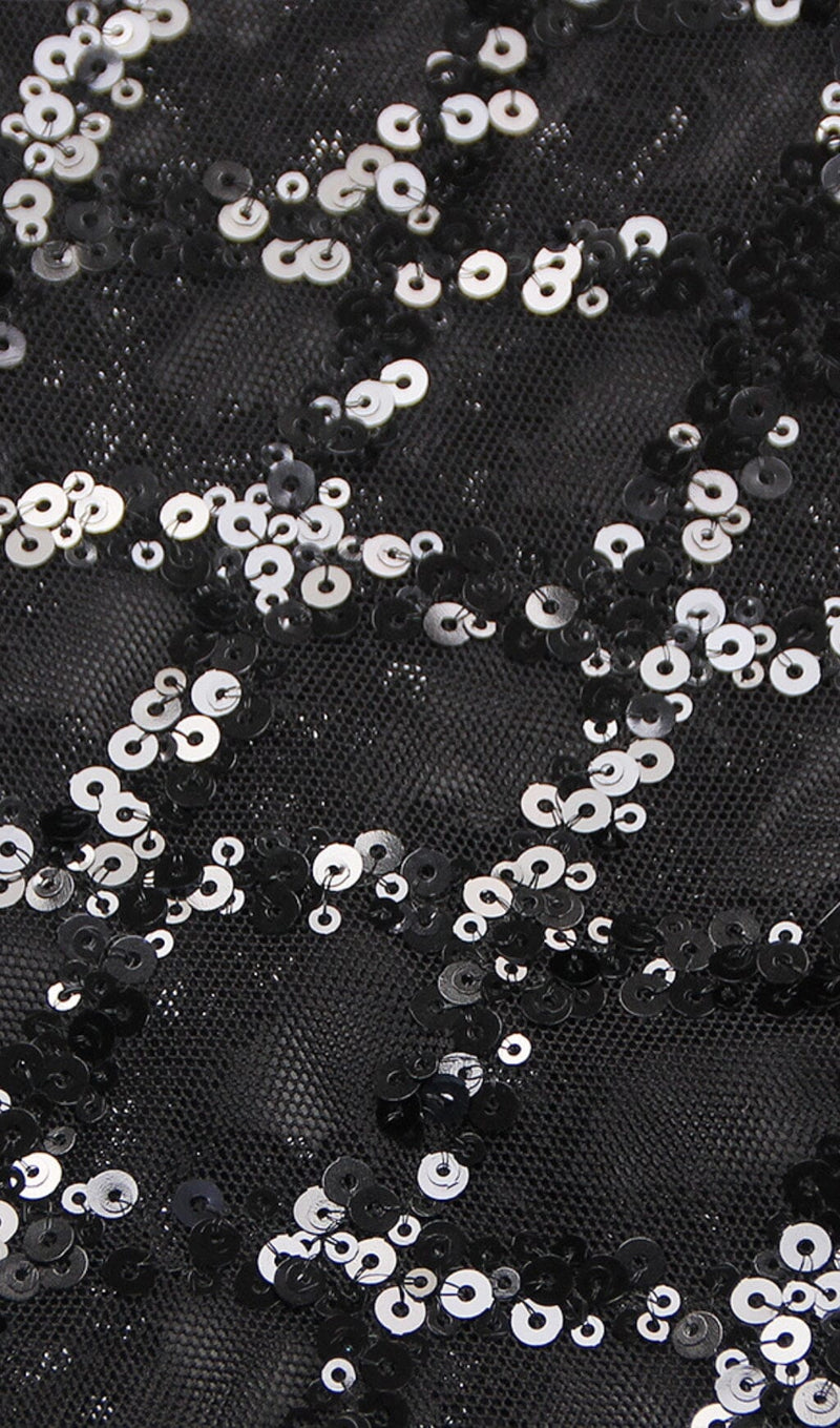 FEATHER SEQUIN TWO PIECE SET IN BLACK styleofcb 