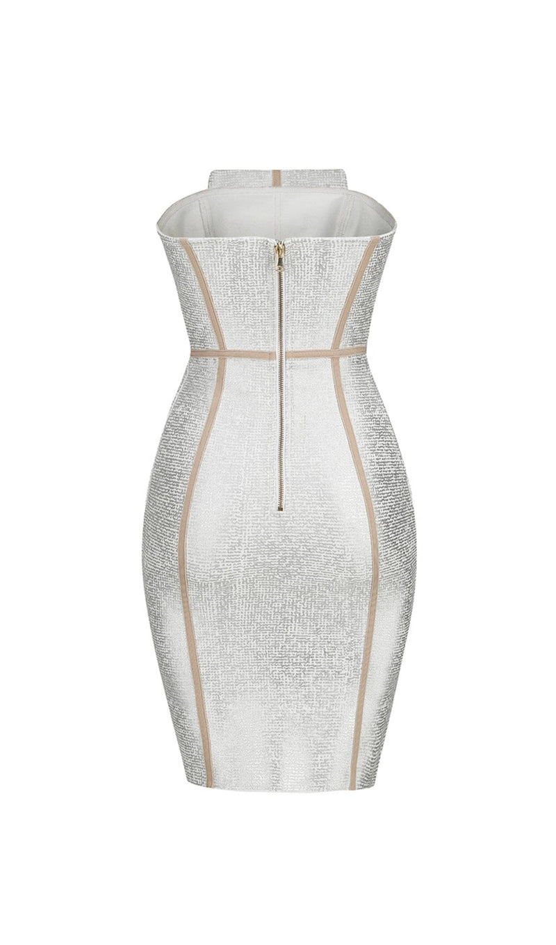 SILVER BANDEAU RHINESTONE TRIMMING DRESS styleofcb 