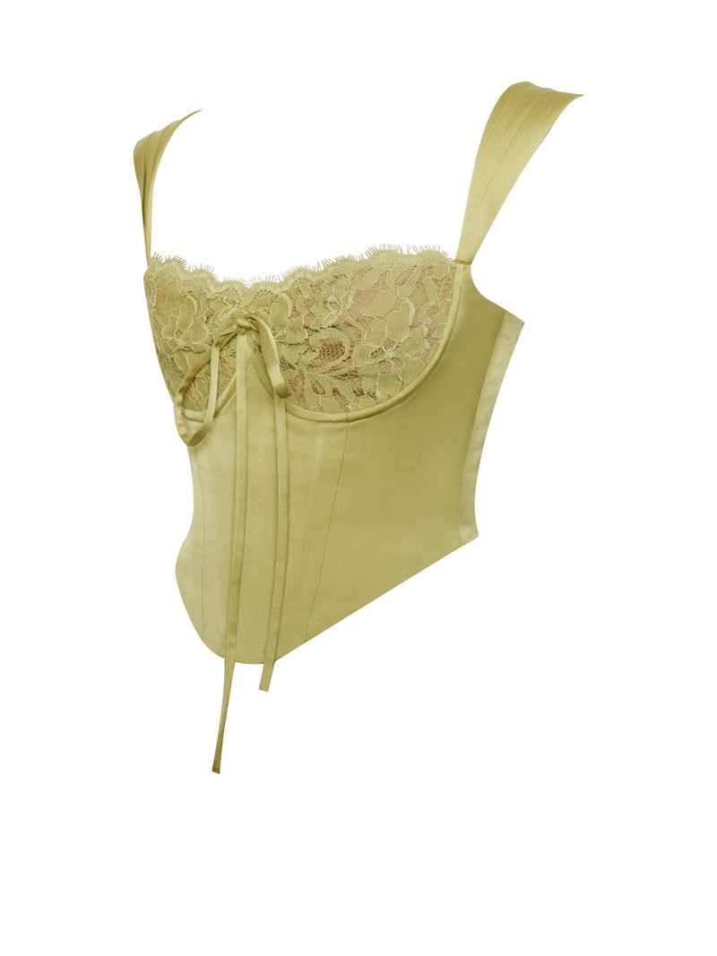 OLIVE LACE SATIN CORSET TOP styleofcb 