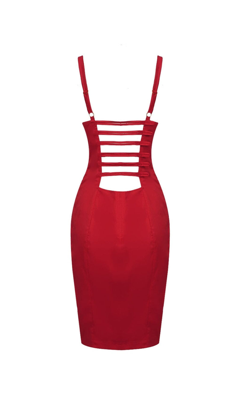 TAPERED BODICE STRAPPY MINI DRESS IN RED styleofcb 