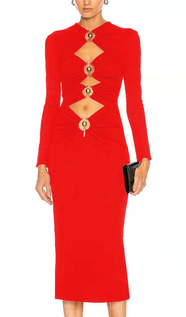 BANDAGE MIDI DRESS IN RED Dresses styleofcb 