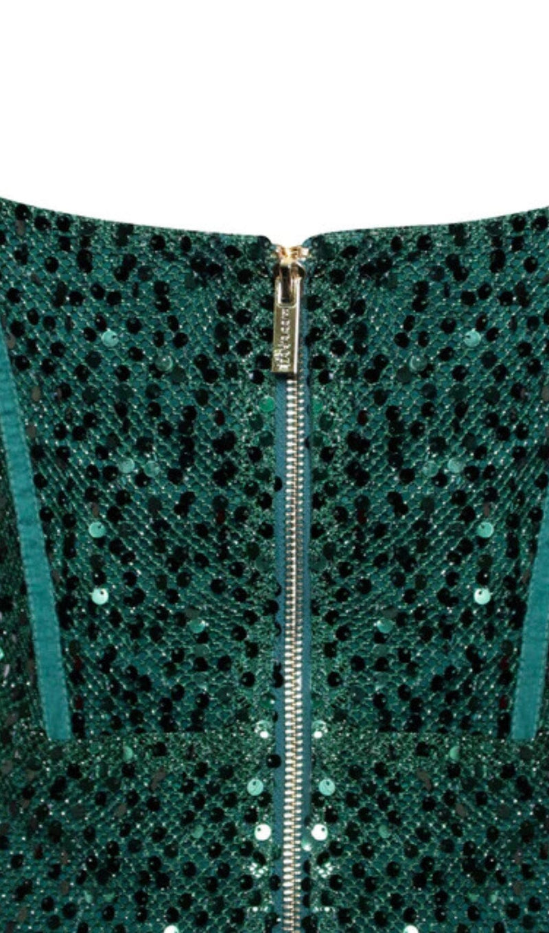 MELINA EMERALD GREEN LONG SLEEVE SEQUIN DRESS Dresses styleofcb 